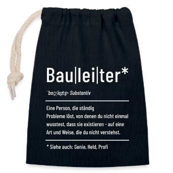 Bauleiter - Definition - Lexikon - Verschließbarer Geschenkbeutel aus Baumwolle (14x20cm) - Navy - Vorne