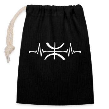Battement de cœur Amazigh berbère kabyle chaoui B - Sac cadeau en coton avec cordon (14 x 20 cm) - noir - Devant