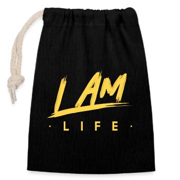 I am life zen motivation - Sac cadeau en coton avec cordon (14 x 20 cm) - noir - Devant