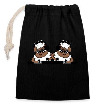 2 Cool DJ Sheep Sheep Mixer Musique de fête - Sac cadeau en coton avec cordon (14 x 20 cm) - noir - Devant