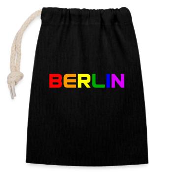 Berlin Arc-en-ciel Couleurs Gay Lesbienne Gay LGBT - Sac cadeau en coton avec cordon (14 x 20 cm) - noir - Devant