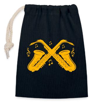 Sax saxophone saxophone - Sac cadeau en coton avec cordon (14 x 20 cm) - bleu marine - Devant