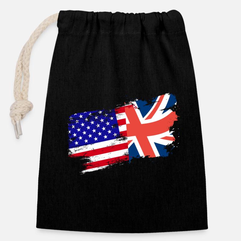 American Brithish Root - Closable cotton gift bag (14x20cm) - black