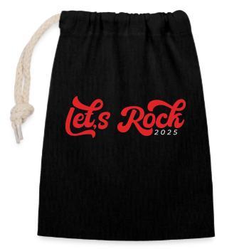 Let's Rock 2025, Vintage New Year Tee - Closable cotton gift bag (14x20cm) - black - Front
