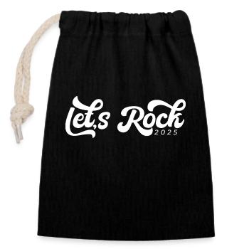 Let's Rock 2025, Retro Aesthetic Tee - Closable cotton gift bag (14x20cm) - black - Front