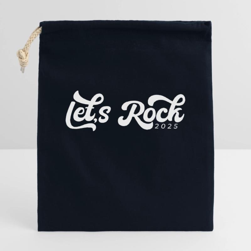 Let's Rock 2025, Retro Aesthetic Tee Closable cotton gift bag (14x20cm)