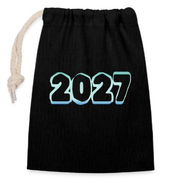 2027 - Sac cadeau en coton avec cordon (14 x 20 cm) - noir - Devant