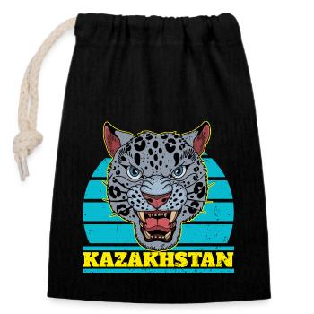 Kasachstan Astana National Tier Herkunft UdSSR - Verschließbarer Geschenkbeutel aus Baumwolle (14x20cm) - Schwarz - Vorne