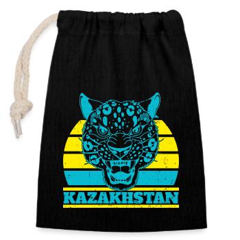Kasachstan Astana National Tier Herkunft UdSSR - Verschließbarer Geschenkbeutel aus Baumwolle (14x20cm) - Schwarz - Vorne