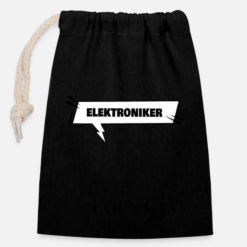 Cadeau pour technicien en électronique - Sac cadeau en coton avec cordon (14 x 20 cm) - noir