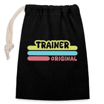 Prénom Formateur - Sac cadeau en coton avec cordon (14 x 20 cm) - noir - Devant
