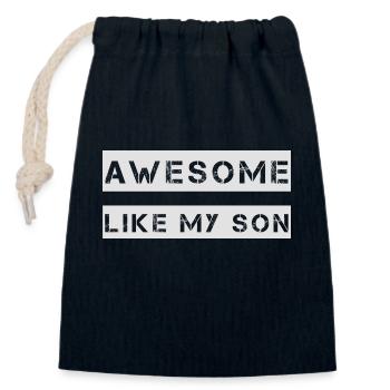 AWESOME LIKE MY SON Gift for Father Mom - Closable cotton gift bag (14x20cm) - navy - Front