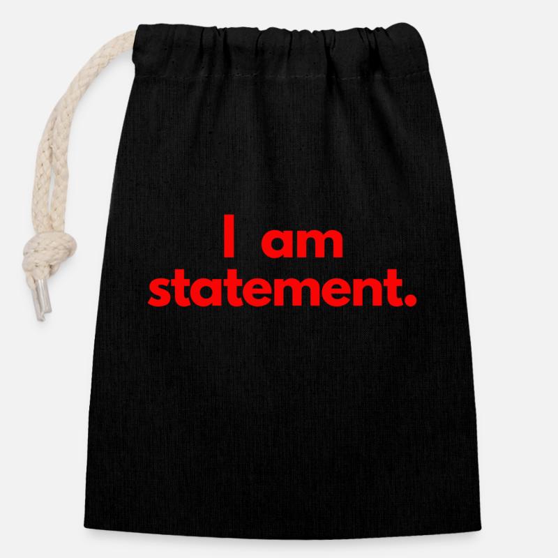 I am statement. Red - Closable cotton gift bag (14x20cm) - black