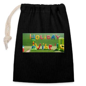 Holiday Vibe Inflatable Text Design Holiday Vibe - Closable cotton gift bag (14x20cm) - black - Front