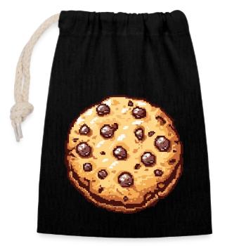 Icône du pixel des cookies - Sac cadeau en coton avec cordon (14 x 20 cm) - noir - Devant