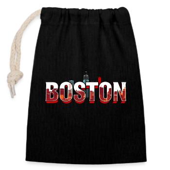 Boston Massachusetts Geschenk - Verschließbarer Geschenkbeutel aus Baumwolle (14x20cm) - Schwarz - Vorne