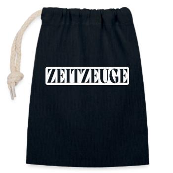 Zeitzeuge - Verschließbarer Geschenkbeutel aus Baumwolle (14x20cm) - Navy - Vorne