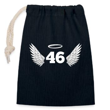 Engel Zahl 46 - 46. Geburtstag Flügel - Verschließbarer Geschenkbeutel aus Baumwolle (14x20cm) - Navy - Vorne
