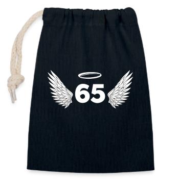 Engelszahl 65 - Flügel zum 65. Geburtstag - Verschließbarer Geschenkbeutel aus Baumwolle (14x20cm) - Navy - Vorne