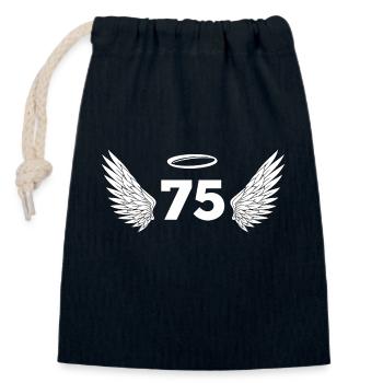 Number 75 Angel - 75th Birthday Wings - Closable cotton gift bag (14x20cm) - navy - Front