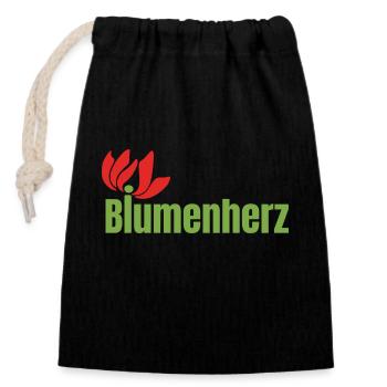 Final Logo Blumen - Verschließbarer Geschenkbeutel aus Baumwolle (14x20cm) - Schwarz - Vorne