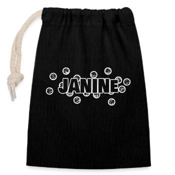Cadeau pour Janine - Sac cadeau en coton avec cordon (14 x 20 cm) - noir - Devant