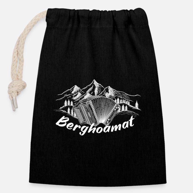 Harmonica Alpes - Berghoamat (f) | ZiachON ! - Sac cadeau en coton avec cordon (14 x 20 cm) - noir