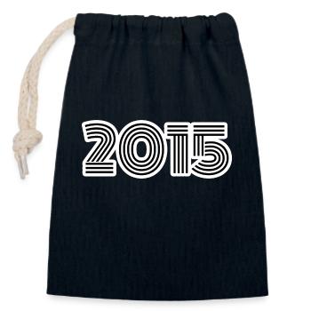 Année de naissance 2015 - Sac cadeau en coton avec cordon (14 x 20 cm) - bleu marine - Devant