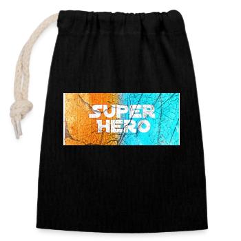 Super Hero - Closable cotton gift bag (14x20cm) - black - Front