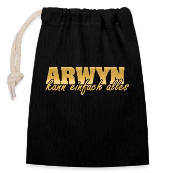 Mrs. Arwyn - Closable cotton gift bag (14x20cm) - black - Front