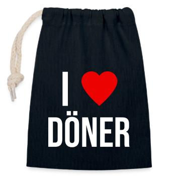 I LOVE KEBAB - Closable cotton gift bag (14x20cm) - navy - Front