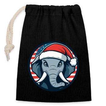 Éléphant Animal de Noël - Sac cadeau en coton avec cordon (14 x 20 cm) - noir - Devant