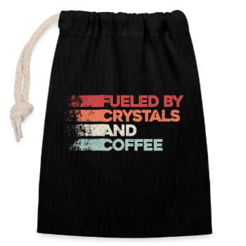 Energy through crystals and coffee - Closable cotton gift bag (14x20cm) - black - Front