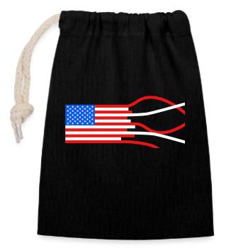Stars and Stripes - Closable cotton gift bag (14x20cm) - black - Front