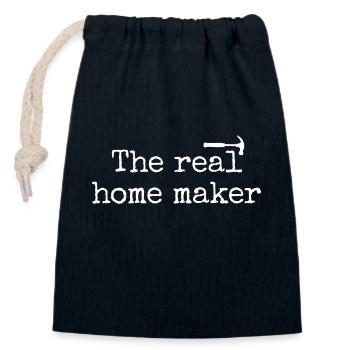 DIY and renovation design - Closable cotton gift bag (14x20cm) - navy - Front