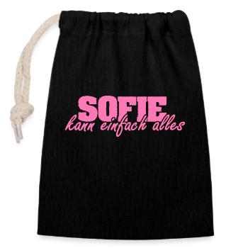Mrs. Sofie - Closable cotton gift bag (14x20cm) - black - Front