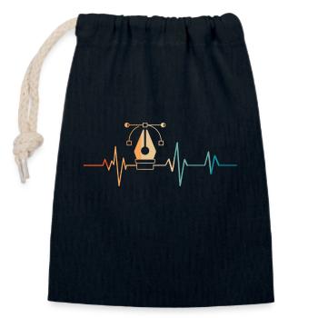 Battement de coeur rétro designer graphique - Sac cadeau en coton avec cordon (14 x 20 cm) - bleu marine - Devant