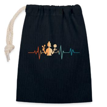Retro Heartbeat Florist - Closable cotton gift bag (14x20cm) - navy - Front