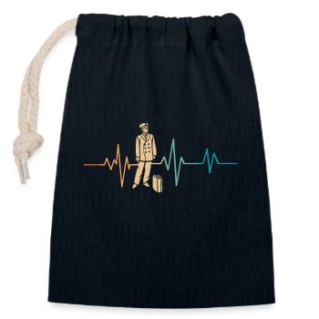 Heartbeat Retro Train Driver - Closable cotton gift bag (14x20cm) - navy - Front