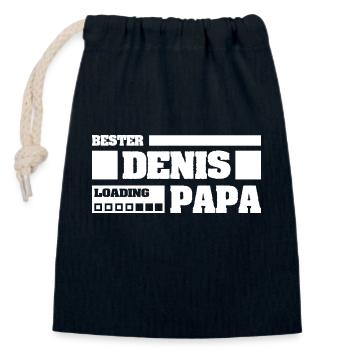 Denis comme prénom - Sac cadeau en coton avec cordon (14 x 20 cm) - bleu marine - Devant