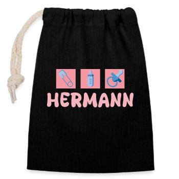 Hermann en tant que sucette - Sac cadeau en coton avec cordon (14 x 20 cm) - noir - Devant