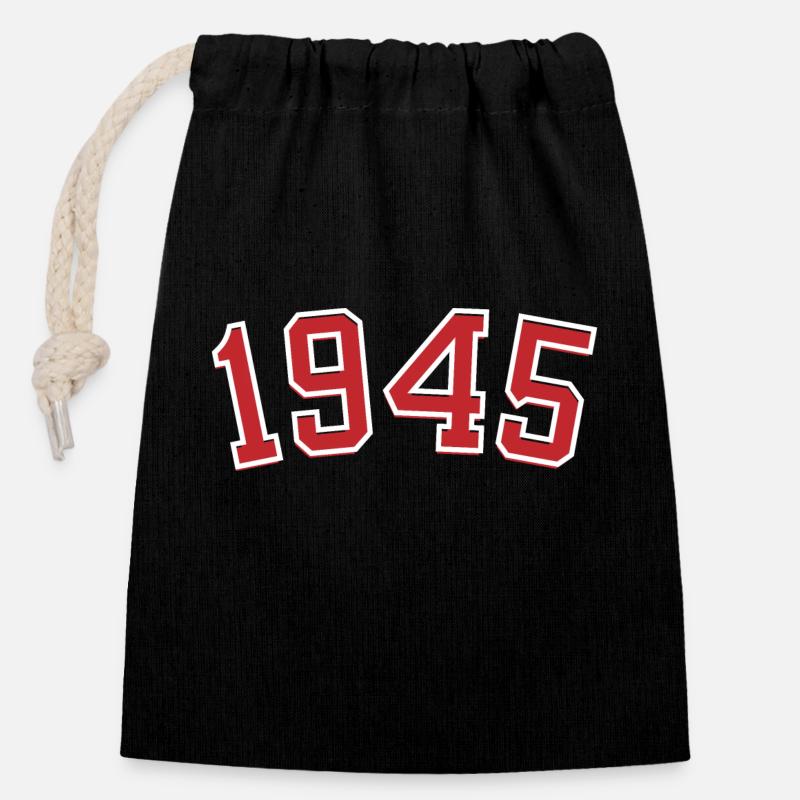 Année de naissance sport 1945 - Sac cadeau en coton avec cordon (14 x 20 cm) - noir