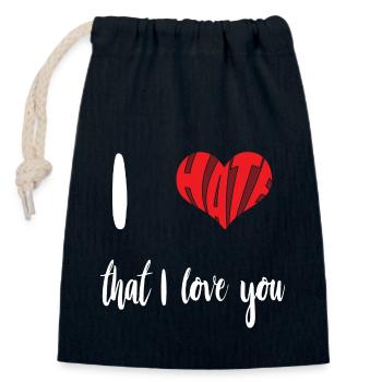 La haine qui s’aime Arrête, la haine, la haine, la lutte contre la haine - Sac cadeau en coton avec cordon (14 x 20 cm) - bleu marine - Devant