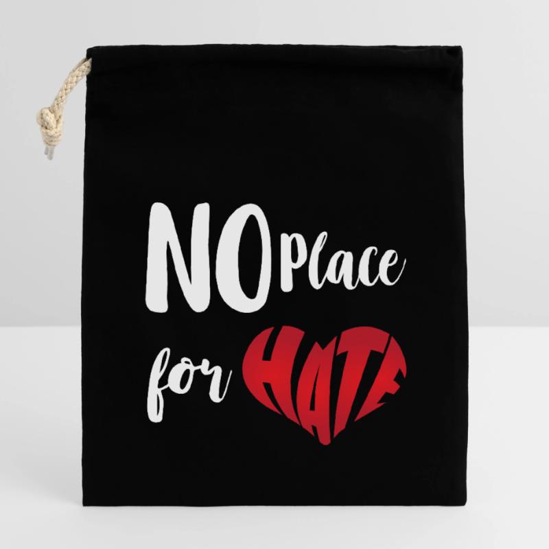 No Place For Hate Stop Hate Anti Hate Closable cotton gift bag (14x20cm)