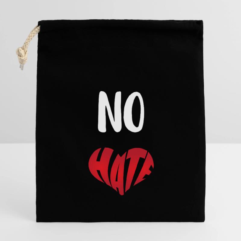 No Hate Dislike Stop Hate Anti Hate Closable cotton gift bag (14x20cm)