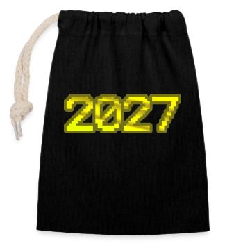 2027 - Closable cotton gift bag (14x20cm) - black - Front