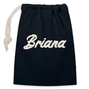 Briana Naming Name Tag Name Day - Closable cotton gift bag (14x20cm) - navy - Front