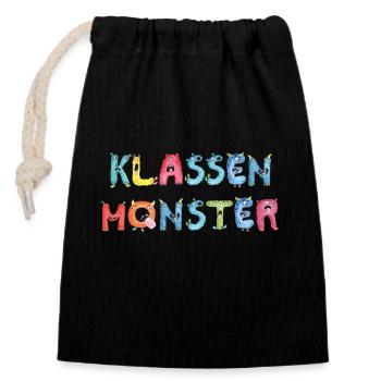 Klassenmonster Alphabet Bunte lustige Buchstaben - Verschließbarer Geschenkbeutel aus Baumwolle (14x20cm) - Schwarz - Vorne