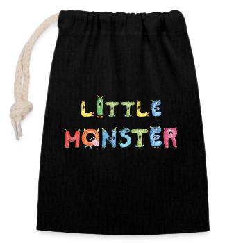 Kleines Monster Alphabet Bunte lustige Buchstaben - Verschließbarer Geschenkbeutel aus Baumwolle (14x20cm) - Schwarz - Vorne