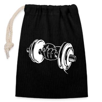 Haltère audacieux haltère Fitness Artwork - Sac cadeau en coton avec cordon (14 x 20 cm) - noir - Devant